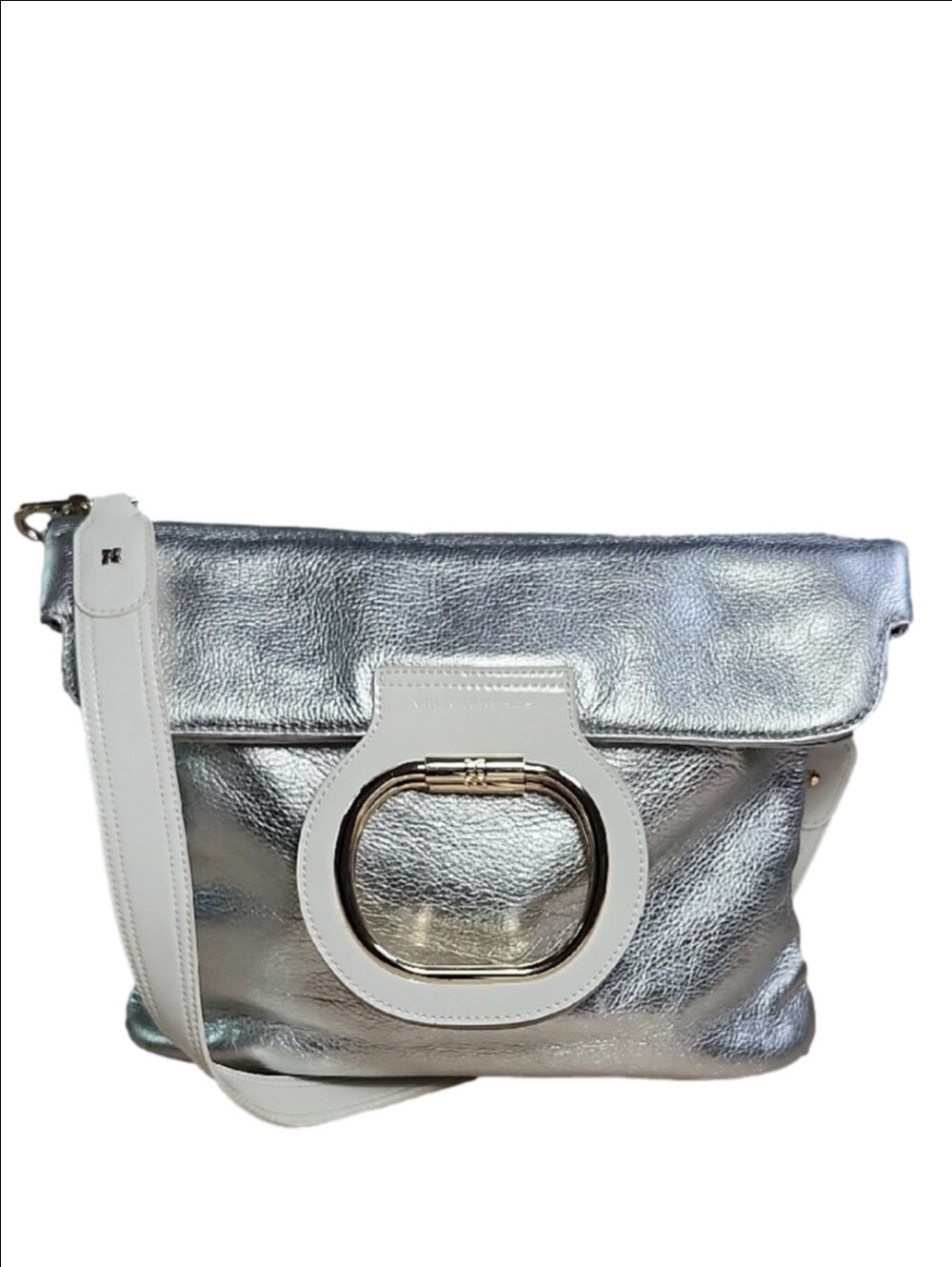 BCBGMAXAZRIA Silver white metallic big satchel bag